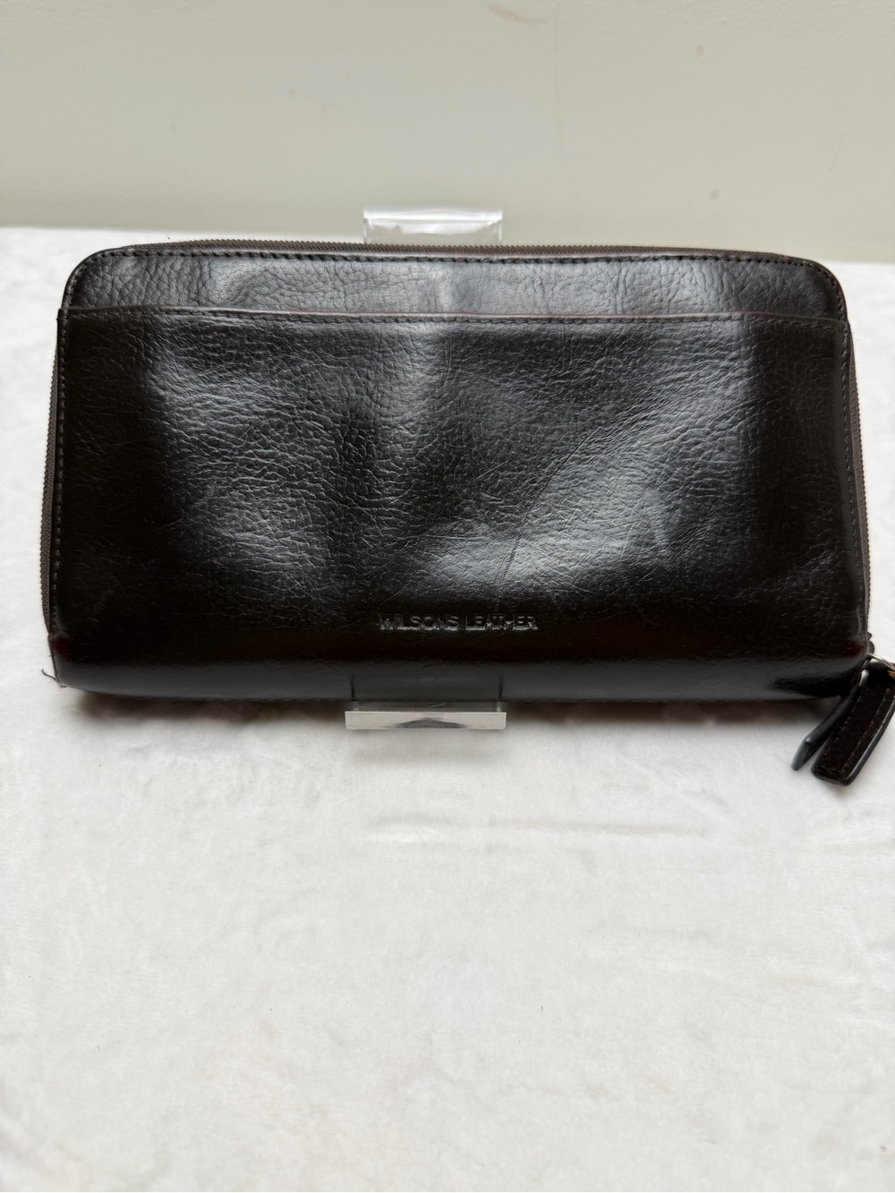 Wilsons Leather Brown Genuine Leather Travel Organizer Wallet Zip Around Clutch